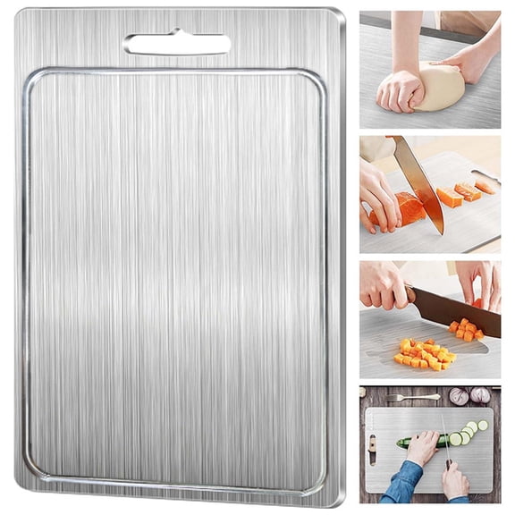 Food Grade Stainless Steel Cutting Board 9.06 x 13.39 Inch - Durable Kitchen Board for Meat Prep, Fruits Vegetables, Easy to Clean Indoor Outdoor Use