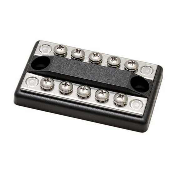 Boat Screw Terminal Block | 10 Position 3 x 1 7/8 Inch Black Marine