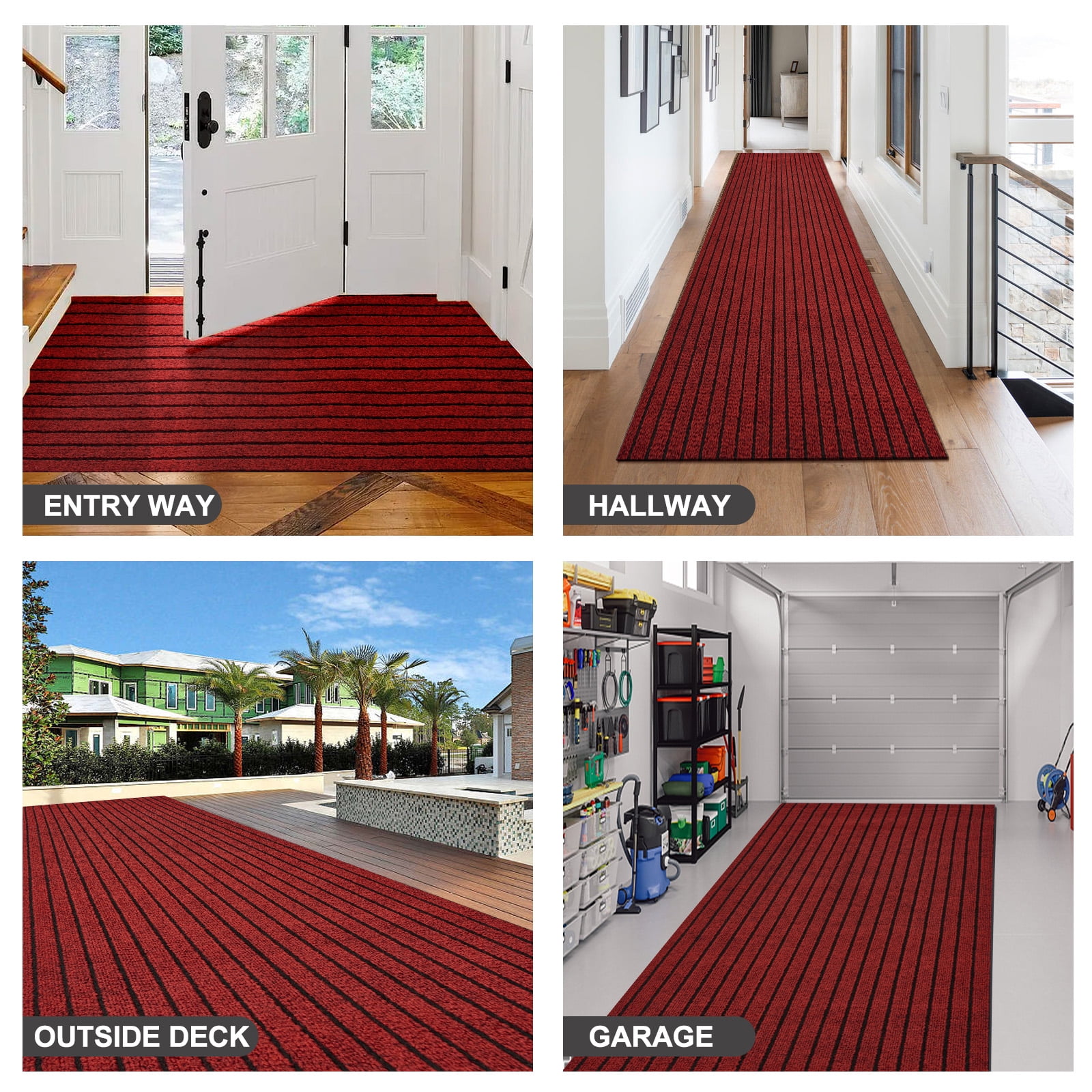 ANTPOP 3' x 13' Runner Rugs with Rubber Backing Outdoor Indoor Utility Non Slip Carpet for Hallway Custom Size Area Mat for Entryway Balcony Patio Kitchen Garage Stair Laundry