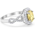 thumbnail image 2 of Divine Creation 14K White Gold Plated 1.80 Ct Oval Cut Yellow Citrine Wedding Engagement Halo Ring 925 Sterling Silver For Women's -4.5, 2 of 3