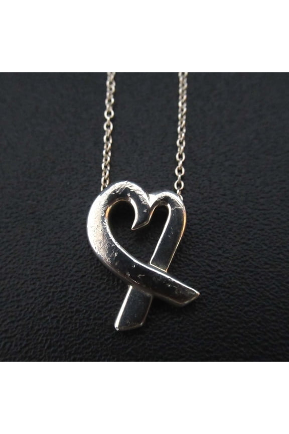 Pre-Owned Tiffany & Co. Paloma Picasso Loving Heart Necklace Pendant in 925 SV Silver for Women
