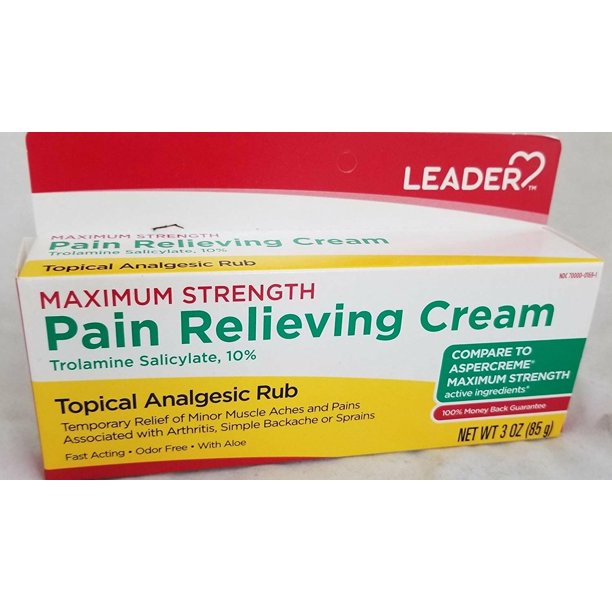 Leader Cream Maximum Strength Pain Reliever Analgesic Rub, 3oz, 3Pack