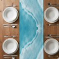 thumbnail image 6 of Blue Coastal Wave Table Runner - 120 Inch Long, Kitchen Dining Table Runner Dresser Scarves, Summer Modern Ocean Beach Farmhouse Decor for Coffee Tables Wedding Party Banquet, 6 of 8