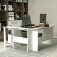 thumbnail image 3 of Patiojoy Large L-shaped Computer Desk Modern Home Office Writing Desk Workstation with 2 Cable Holes & 2 Storage Shelves, 3 of 10