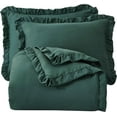 thumbnail image 7 of Chezmoi Collection Nora 3-Piece Emerald Green Ruffled Edge Trim Microfiber Comforter Set, Oversized Queen Size, 7 of 7