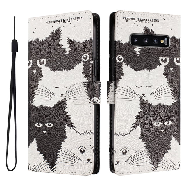 FOXDOCK Funda Tipo Cartera para Samsung Galaxy S10 Plus con Soporte y Correa – Diseño de Patrones Lindos