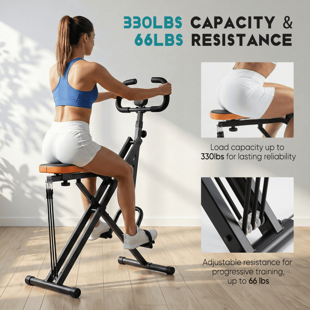 Black Steel Home Squat Machine - 40.94 in Length Foldable Lower Body Exercise Equipment with Adjustable Resistance