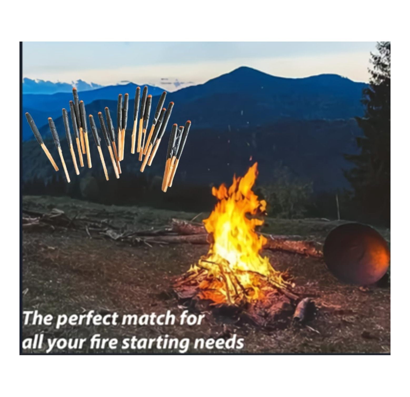 Survival Waterproof Matches Kit – 20/40/60/80/100 Fire Matches + Extra Striker in Metal Tin, Waxed Tinder Cords – Stormproof Windproof Fire Starter for Camping & Emergency (2 x Tins)