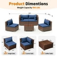 thumbnail image 5 of Techmilly Patio Furniture Sets, Modular Rattan Outdoor Patio Sectional Furniture Sofa Set, Wicker Patio Conversation Set for Backyard,5PCS, 5 of 7