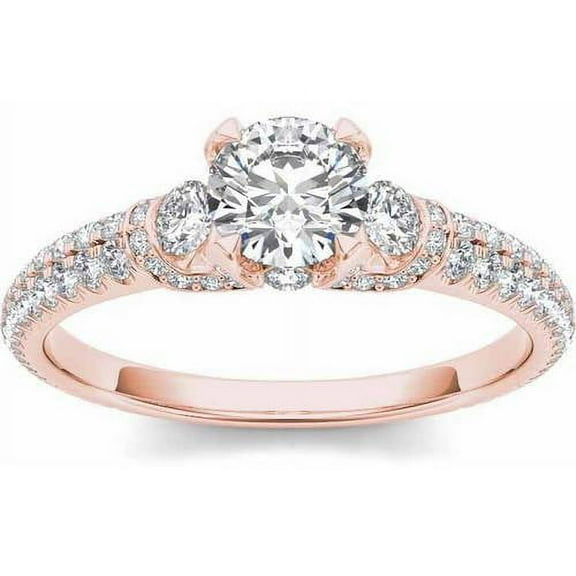 1-1/2 Carat T.W. Diamond Three-Stone Engagement Ring in 14kt Rose Gold