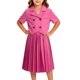 thumbnail image 4 of Odeerbi Niñas 2 Piezas Preppy Traje Manga Corta Muesca Solapa Blazer Chaqueta y Falda Plisada Conjunto Uniforme Escolar, 4 of 5