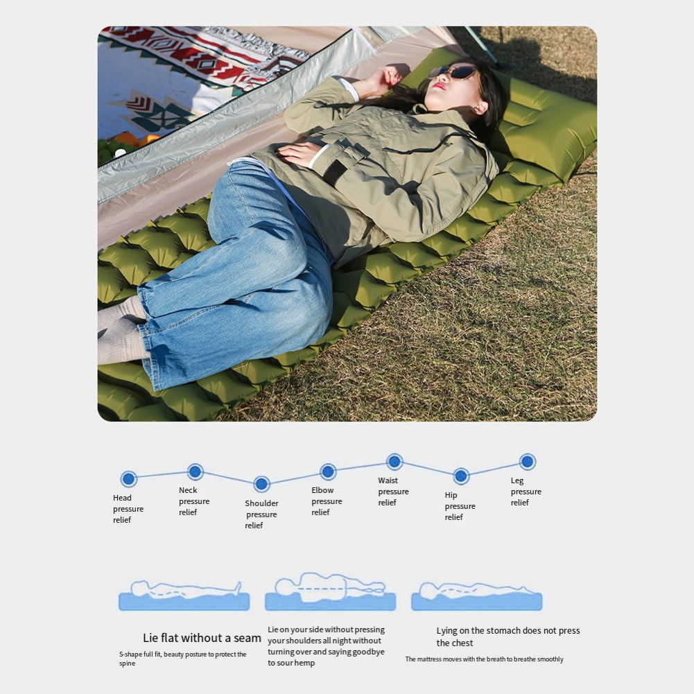 Sportact Camping Essentials,Inflatable Camping Mattress: Fast 20-Second Foot Pump & Wear-resistant Comfort!,Outdoor Sports