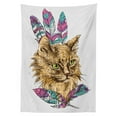 thumbnail image 3 of Ambesonne Cat Tablecloth Rectangular Table Cover, Cat with Colorful Feathers, 52"x70", Multicolor, 3 of 4