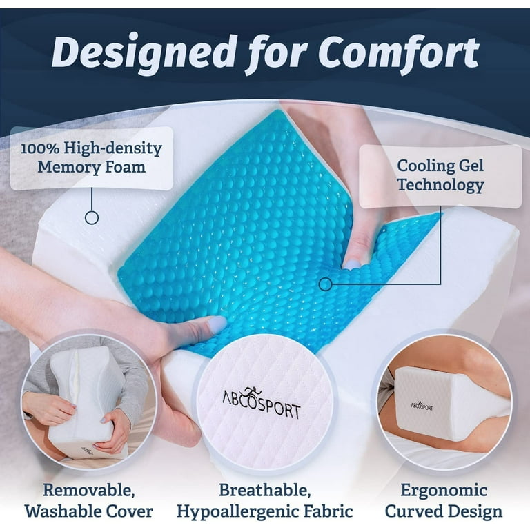 Memory Foam Cooling Gel Knee Leg Pillow for Side Sleepers Orthopedic  Contoured