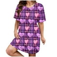 thumbnail image 2 of Zorckvet Womens Heart Print Nightgowns Soft Sleepshirts Plus Size Valentine's Day Casual Short Sleeve Comfy Nightshirts for Women, 2 of 5