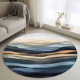 thumbnail image 3 of Abstract Curves Round Area&nbsp;Rug 3ft Colorful Lines Impressionist Style Non-Slip&nbsp;Washable Circle Rugs Soft Felt Indoor Floor Mat for Bedroom Kitchen Living Room Bathroom, 3 of 9