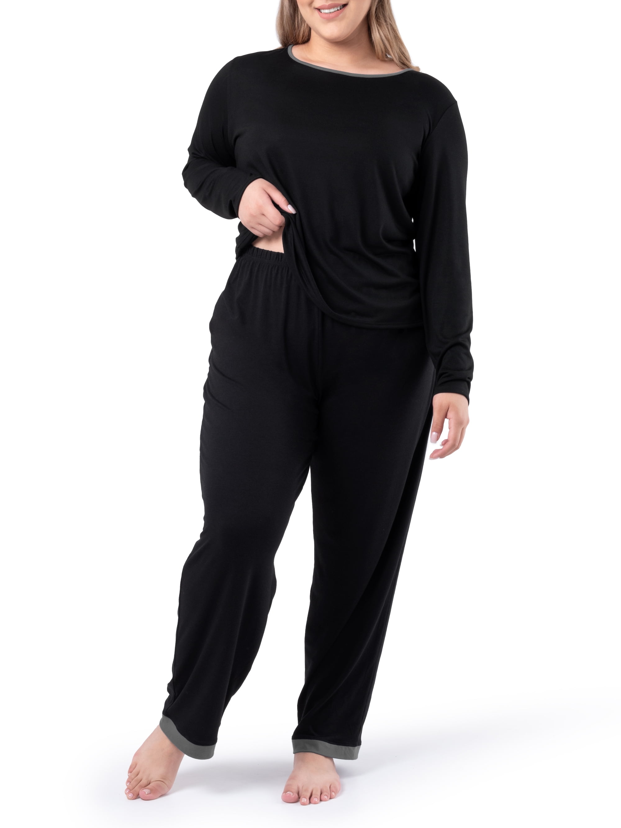 Fruit of the Loom Women's Sleep Soft & Breathable Long Sleeve Top & Pant Set, Sizes S-4X
