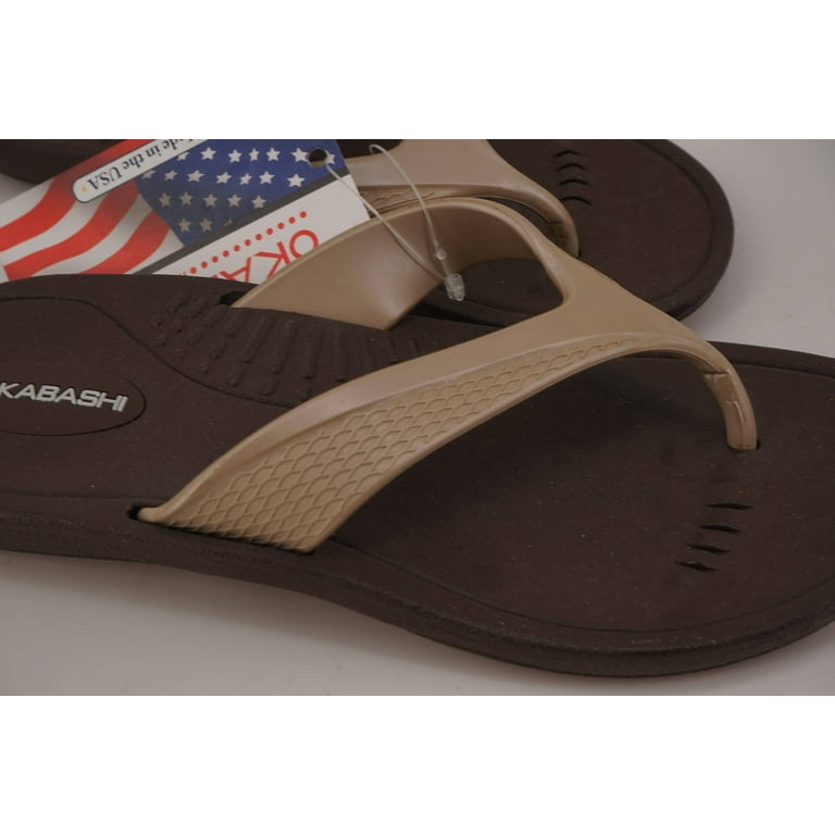 Okabashi Marina Flip Flops Brown Gold S