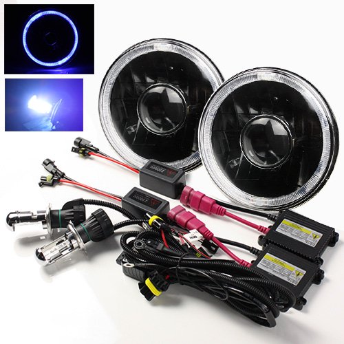 Modifystreet k H4 3 Bi Xenon Hi Low Hid Blue Led Halo H6014 H6015 H6017 H6052 H6024 7 Round Semi Sealed Beam Projector Headlights Conversion Kit Black Housing Walmart Com Walmart Com