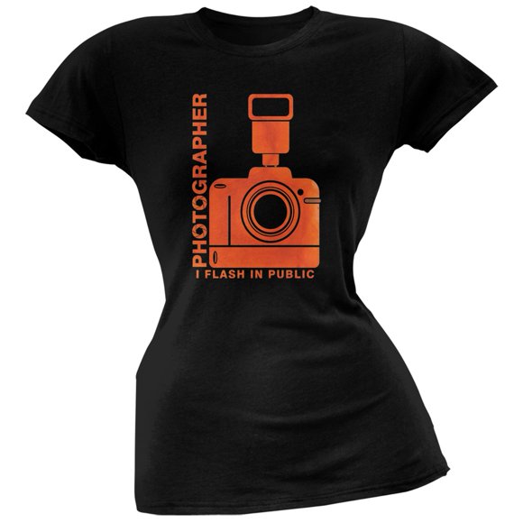 Photographer Flash in Public Funny Black Juniors Soft T-Shirt