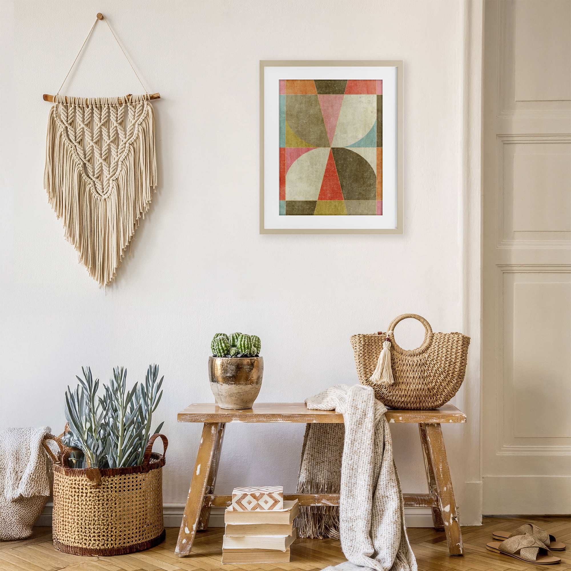 Stupell Industries Pinwheel Symmetric Shapes Birch Framed Print Under Glass, design by Suzanne Nicoll