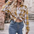 thumbnail image 6 of zaveiop Womens Oversized Flannel Plaid Shirts Casual Button Down Blouse Tops with Pockets (Yellow, XXL), 6 of 7