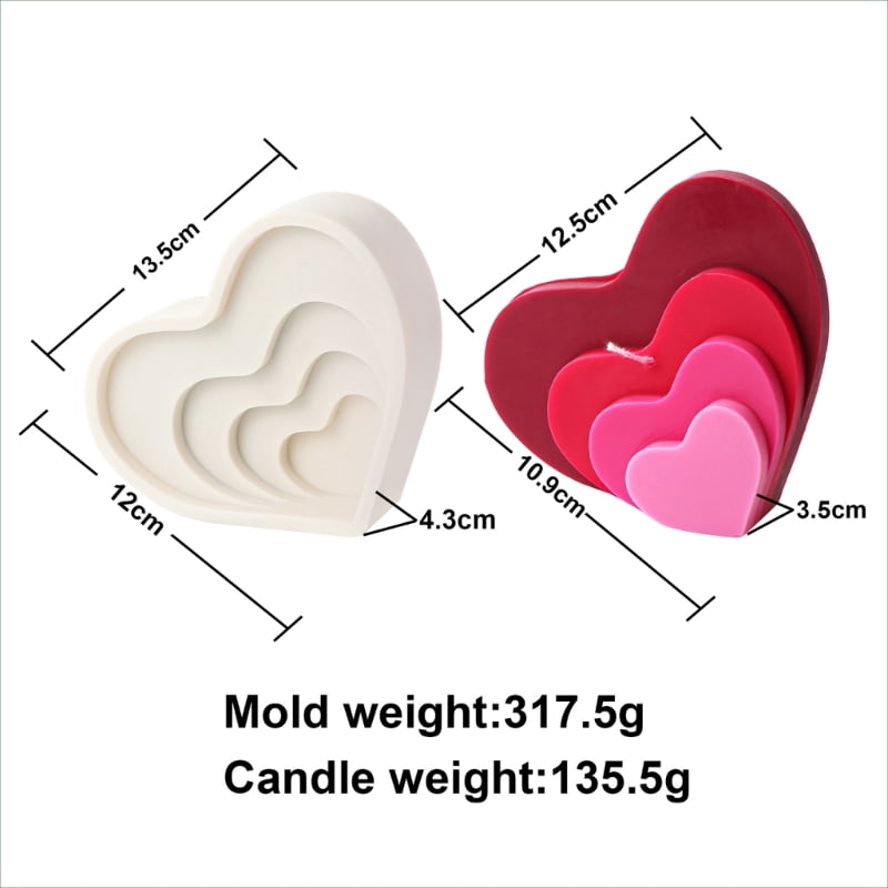 Zecic Love Heart Shape Candle Resin Moulds Heart Silicone Candle Molds DIY Soap Fondant Cake Valentines Day Decorating Tool