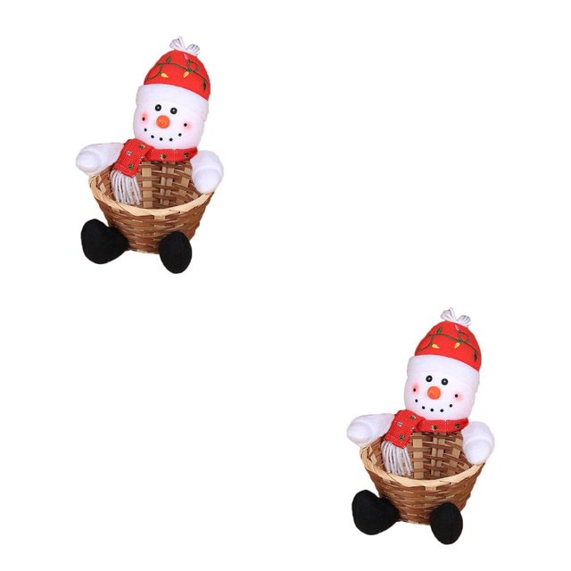 Inteprter Cesta de almacenamiento de dulces de Feliz Navidad, decoración de para el hogar, organizador de muñecos de nieve, cestas, bolsa de regalo pupazzo di neve S 2piezas Inteprter CBP055030