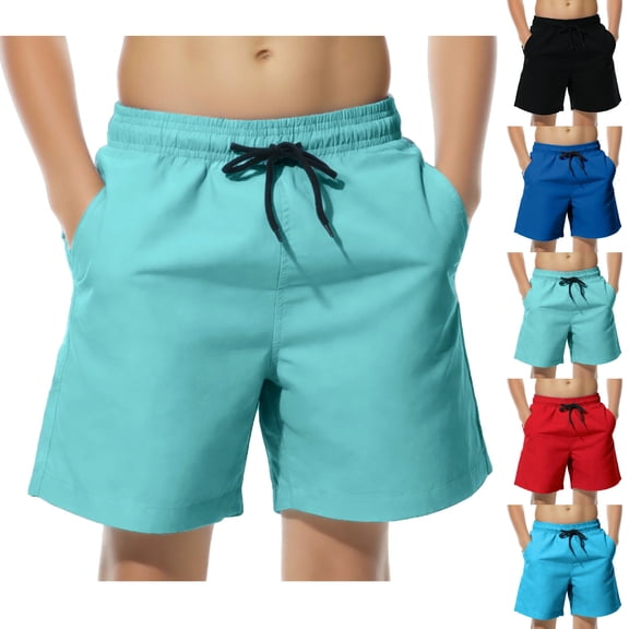 SGFCWSX Boys Swim Trunks Quick Dry Elastic Waist Beach Shorts with Pockets for Kids Green Size 10-11Years