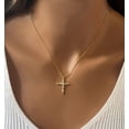 thumbnail image 2 of Bluebelljewels Baguette & Round Cut Cubic Zirconia 14K Yellow Gold Finish Cross Pendant Necklace, 2 of 5