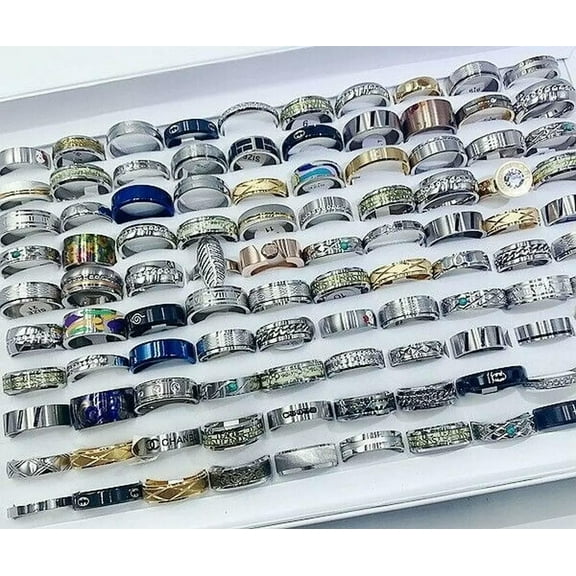 K-KED 20pcs Stainless Steel Rings For Womens Wholesale Lots Fashion Mens Mix Size Ring