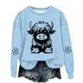 thumbnail image 3 of POIUYTR Highland Cow Sweatshirt for Girl Funny Graphic Pullover Top Cowgirl Long Sleeve Casual Crewneck Shirts, 3 of 8