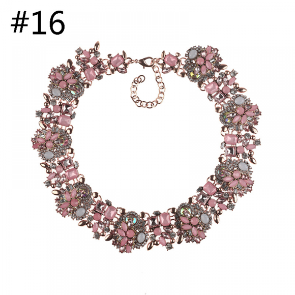 Crystal Rhinestone Statement Necklace, Vintage Chunky Chain Choker Collar Bib Statement Necklace Fashion Costume Jewelry Necklaces for Women…(pink)