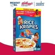 Kellogg's Rice Krispies Original Breakfast Cereal, Family Size, 18 oz Box