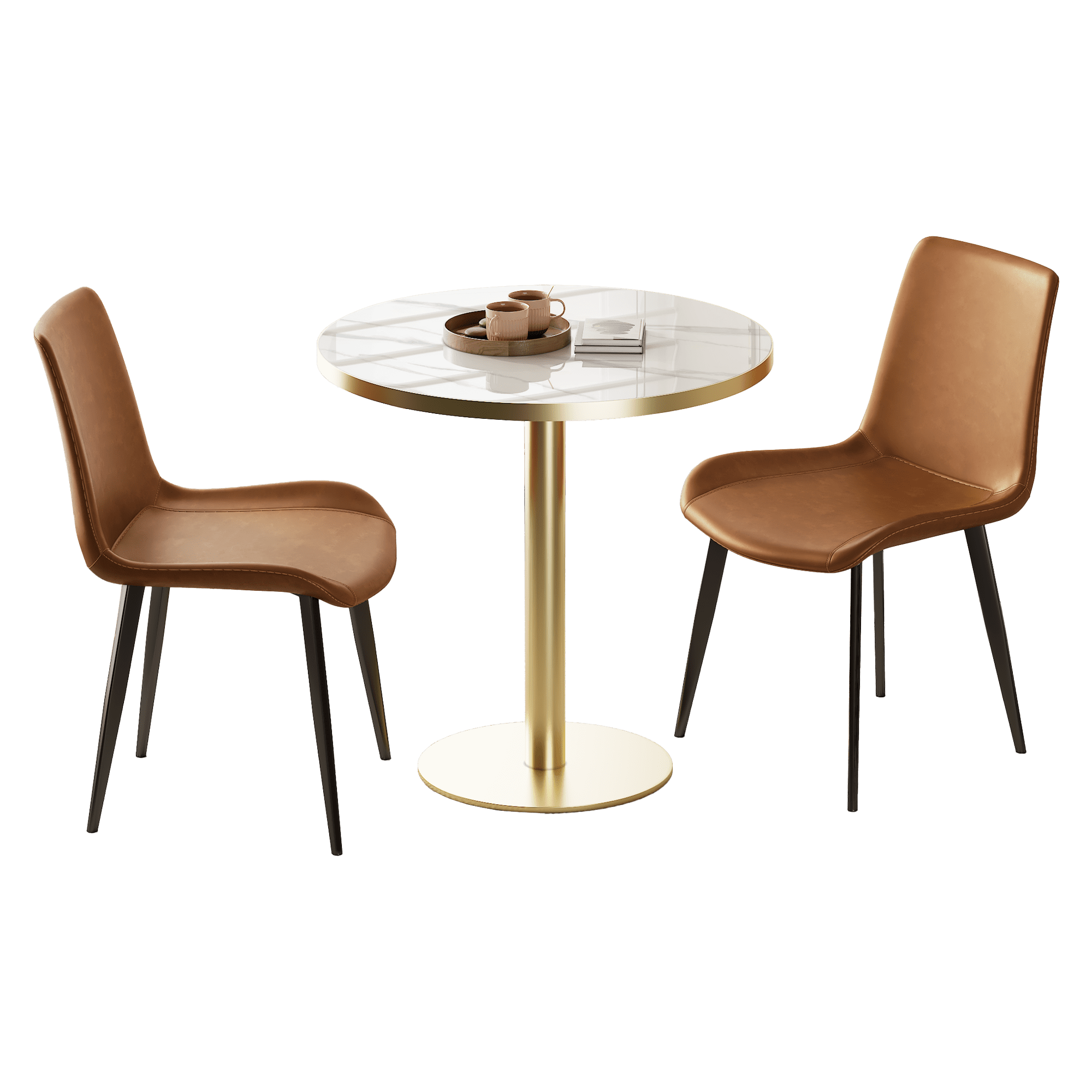Aukfa Set of 4 Faux Leather Dining Chairs with Metal Legs, Modern Upholstered Kitchen Side Chairs for Home Kitchen,Orange