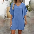 thumbnail image 4 of Swimsuit Coverup for Women V Neck Ruffled Beach Cover Ups Loose Fit Swimwear Swim Cover Up Beachwear, 4 of 6