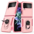 thumbnail image 1 of Heavy Duty Case for Samsung Galaxy Z Flip 4, Full Body Case with 360° Rotation Metal Ring Holder Kickstand Rugged Shockproof Anti-Scratch Case,Pink, 1 of 5