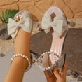 thumbnail image 5 of BRGZLK Sandals Women Casual Style Comfortable Plus Size Solid Color Fashion Summer Woven Beach Shoes Slip On Wedge Heeled Bow Casual Outdoor Sandals, 5 of 7