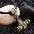 thumbnail image 3 of Myth THOR'S HAMMER Norse Magick Mjolnir Viking Pendant Leather Cord Necklace, 3 of 8