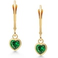 thumbnail image 2 of Gem Stone King 14K Yellow Gold Green Zirconia Drop Dangle Leverback Earrings for Women (2.00 Cttw, Gemstone, Heart Shape 5MM), 2 of 4