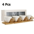 thumbnail image 2 of 4 Pcs Ceramic Tea Cup Set, Porcelain Tea Set with Wooden Tea Pads, Solid Color Modern Cup Set for Home, White, 2 of 10