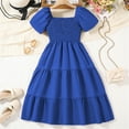 thumbnail image 4 of Coerni Girls Bubble Sleeve Princess Dress Ruffle Solid Color Square Neck High Waist Tutu Dresses Birthday Party Dress, 4 of 9