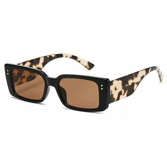 Small Black Retro 90's Thick Square Frame Men Women Rectangle Fashion Sunglasses