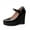 Black, variant on Women's Mary Jane Wedges Heel Pumps Patent Leather Comfort Ankle StrapRound Toe Party Dress Shoes