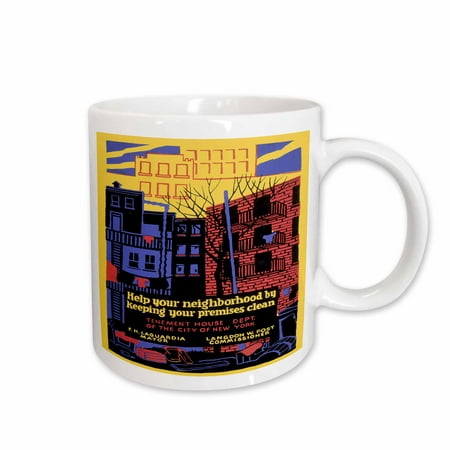 

3dRose Tenement House Dept NYC Help you Neighborhood by Keeping Clean Ceramic Mug 11-ounce