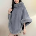 thumbnail image 2 of XFLWAM Women's Fashion Fuzzy Shawl Faux Fur Collar Trim Warm Wrap Cape Soft Comfort Thermal Shawl Winter Outwear Gray Free Size, 2 of 5