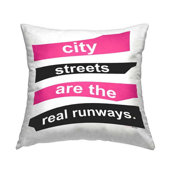 Stupell Industries City Streets Real Runways Phrase Printed Throw Pillow Design by lulusimonSTUDIO
