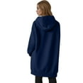 thumbnail image 5 of Fshiont Long Zip Up Hoodie Women Fleece Lined Oversized Tunic Sweatshirt Drop Shoulder Knee Length Fall Winter Hooded Jacket Navy M, 5 of 6