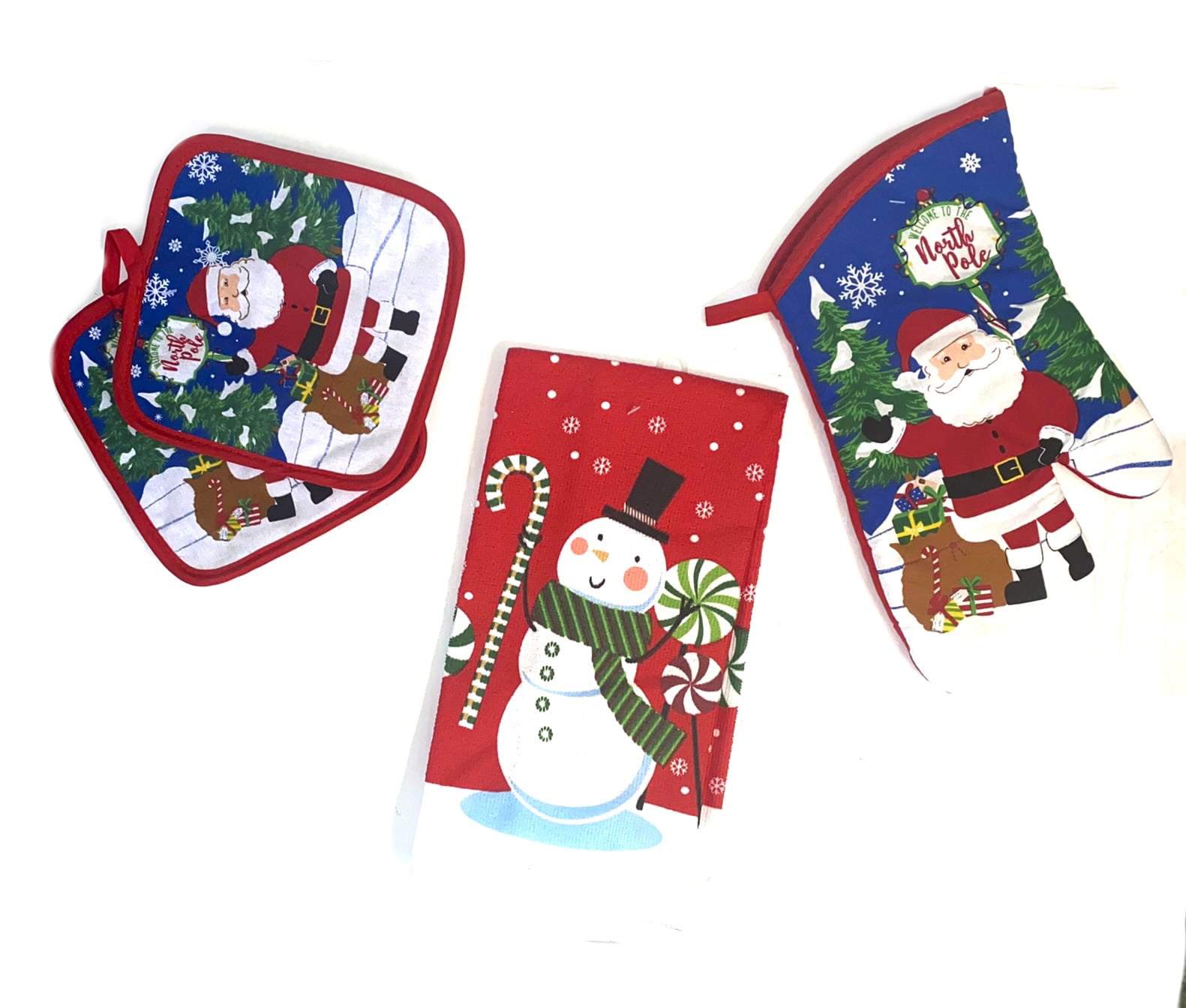 Oven Mitts Select Ite Towels Details about   Christmas Linen Frosty ‘Let It Snow’ Pot Holders 
