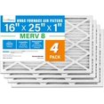 thumbnail image 1 of 16x25x1 Air Filter MERV 8 Dust Defense (4-Pack) Pleated HVAC Furnace Air Filters, Replacement for Home AC & Heating Systems, Actual Size: 15.75" x 24.75" x 0.75", 1 of 6